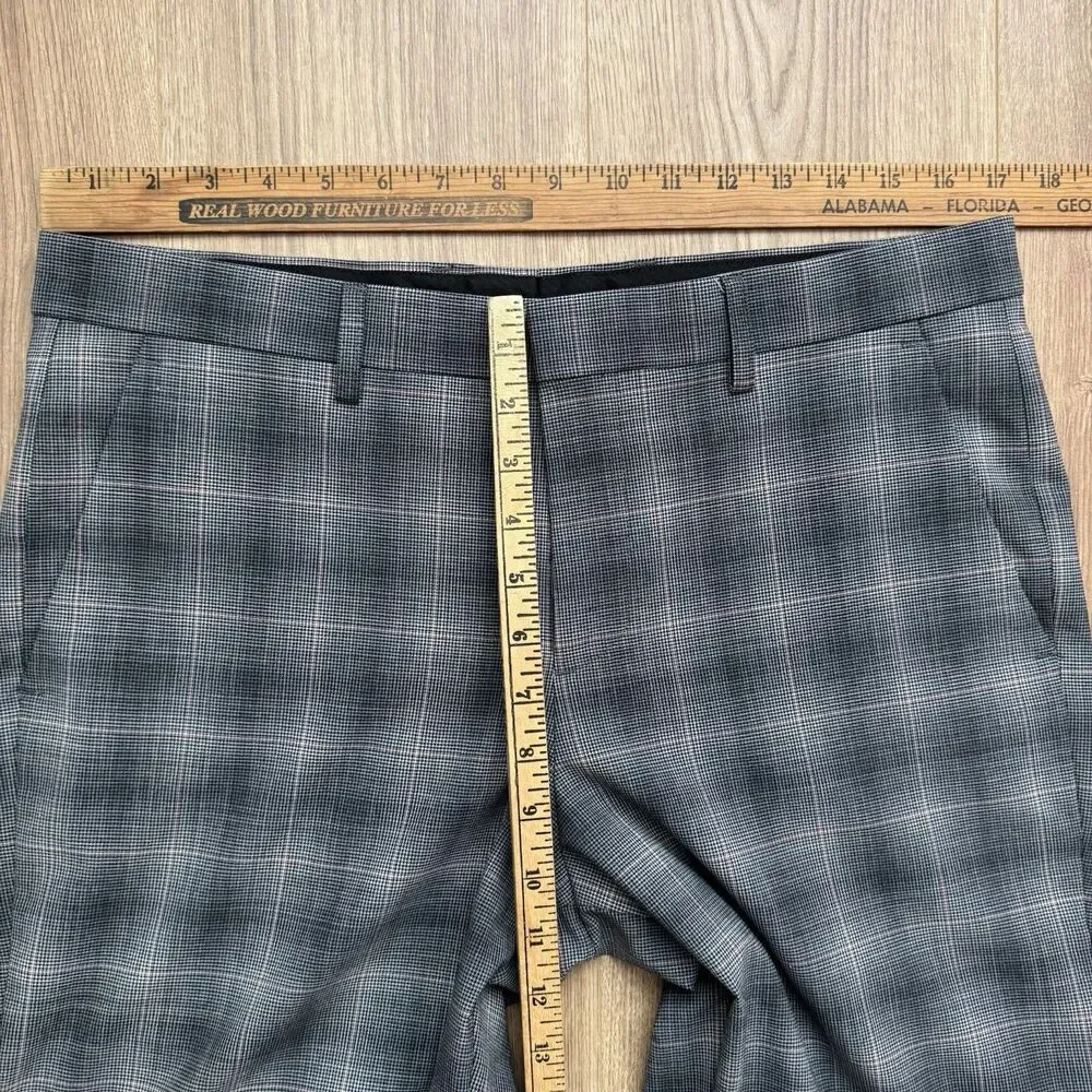 NWOT Express Dress Pants Men Actual 34x32 Glen Plaid Slim Fit Wool Blend Trouser